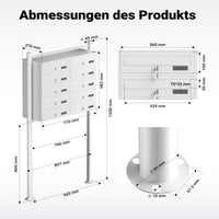 Cassetta postale condominiale autoportante 10 posti, bianco, 2 moduli 945 x 270 x 1500 mm