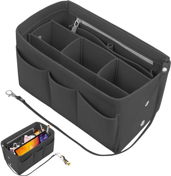 Organizzatore per Borse da Donna, Tastiere per Borse in Velluto, Organizzatore per Borse in Velluto con Molte Tasche, Adatto per il Ripostiglio di Diversi Piccoli Oggetti (Nero)