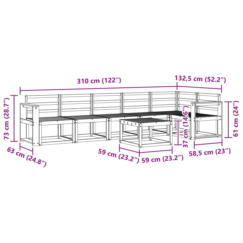 Set di divani da esterno 7 pcs Bianco Legno di Acacia Massello 3387738