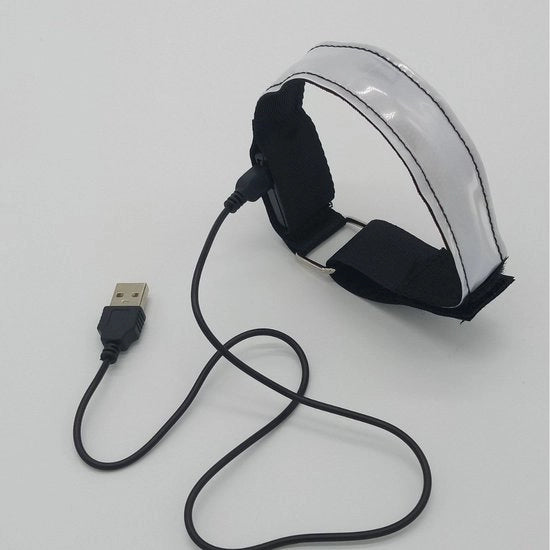 Bracciale LED 4-segmento ricaricabile, fascia LED riflettente, lampada da notte, lampada da corsa per attività all'aperto