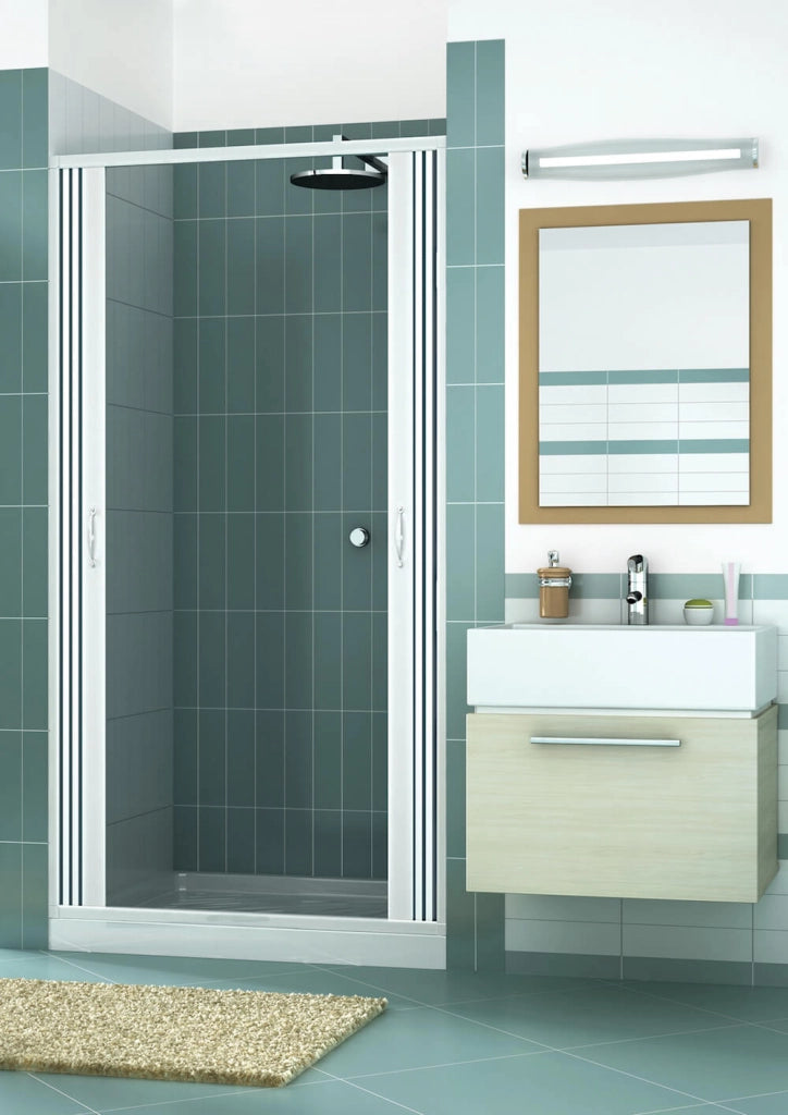 Porta Parete Doccia 110 cm 2 Ante a Soffietto in PVC H185 Caldoni Vens Bianco