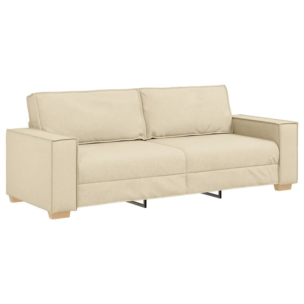 Set di Divani 2 pz con Cuscini Crema in Tessuto 3324698