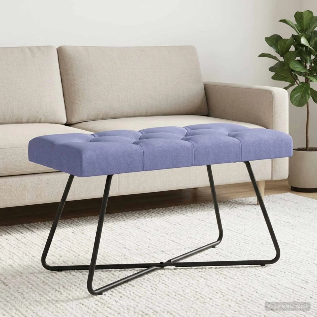Panchina con bottoni imbottiti Blu jeans 80 x 40 x 46 cm 42038370