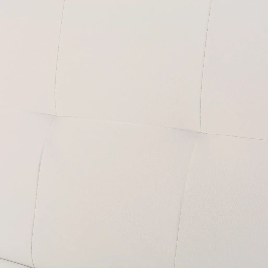 Divano Letto con 2 Cuscini Similpelle Regolabile Bianco Crema 241723