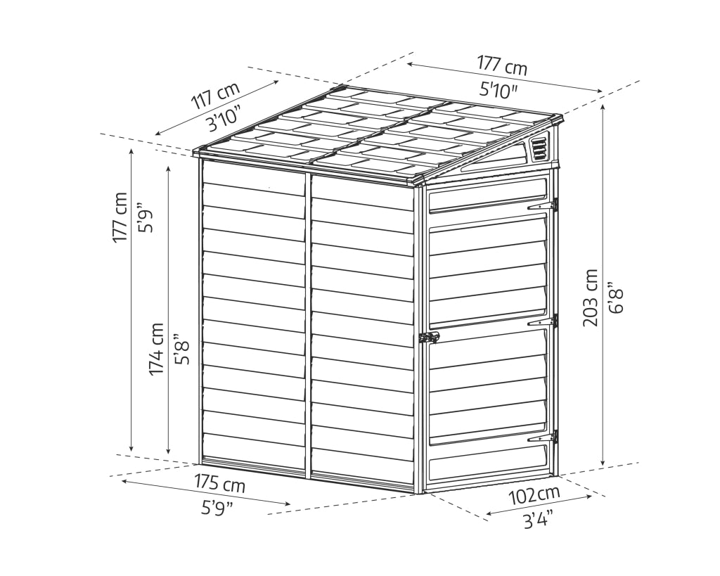 Casetta Da Giardino in Policarbonato Skylight  176X120X203 cm Grigio Scuro