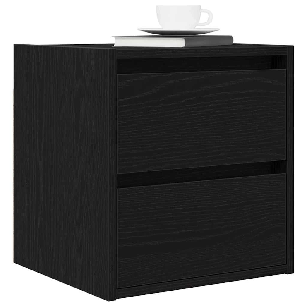 Comodino a Muro Rovere Nero 38x34x40 cm 861249
