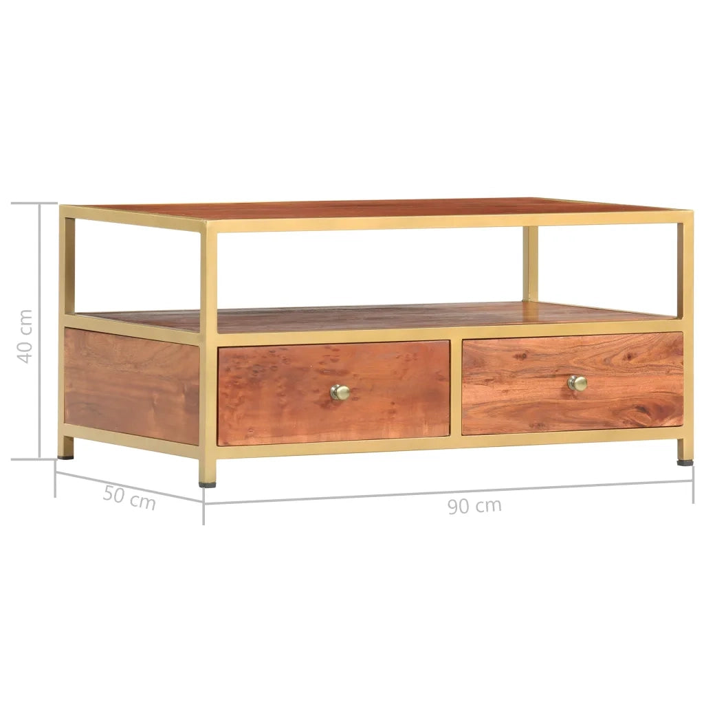 Tavolino da CaffÃ¨ 90x50x40 cm in Legno Massello di Acacia