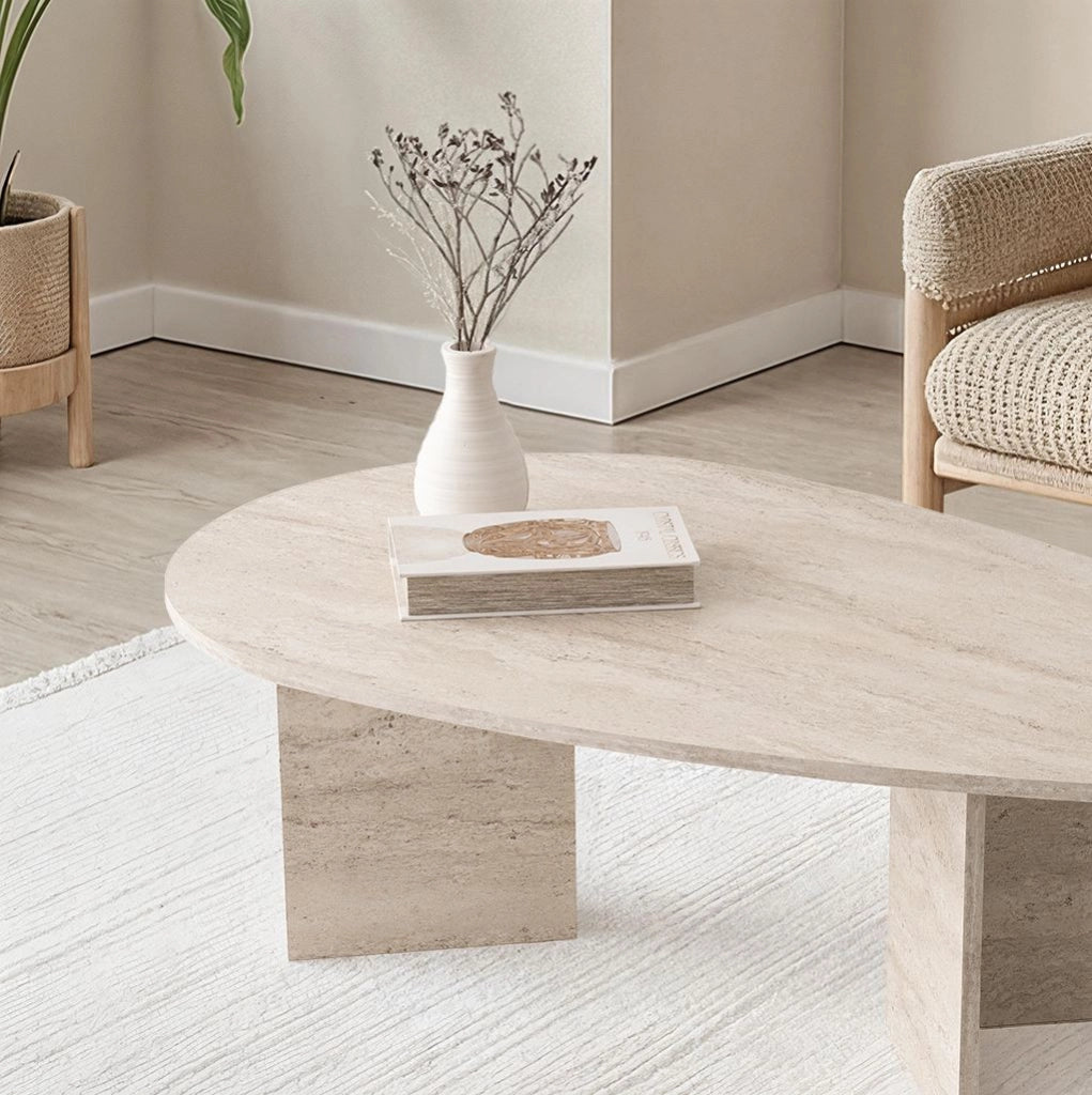 Tavolino in legno "Flap" 139,5 x 79,5 x 42 cm - Travertino