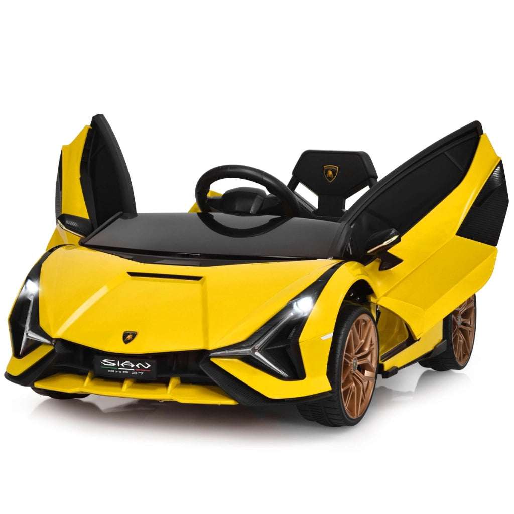 Macchina cavalcabile per bambini con telecomando e luci LED, Veicolo elettrico a batteria 12 V Giallo