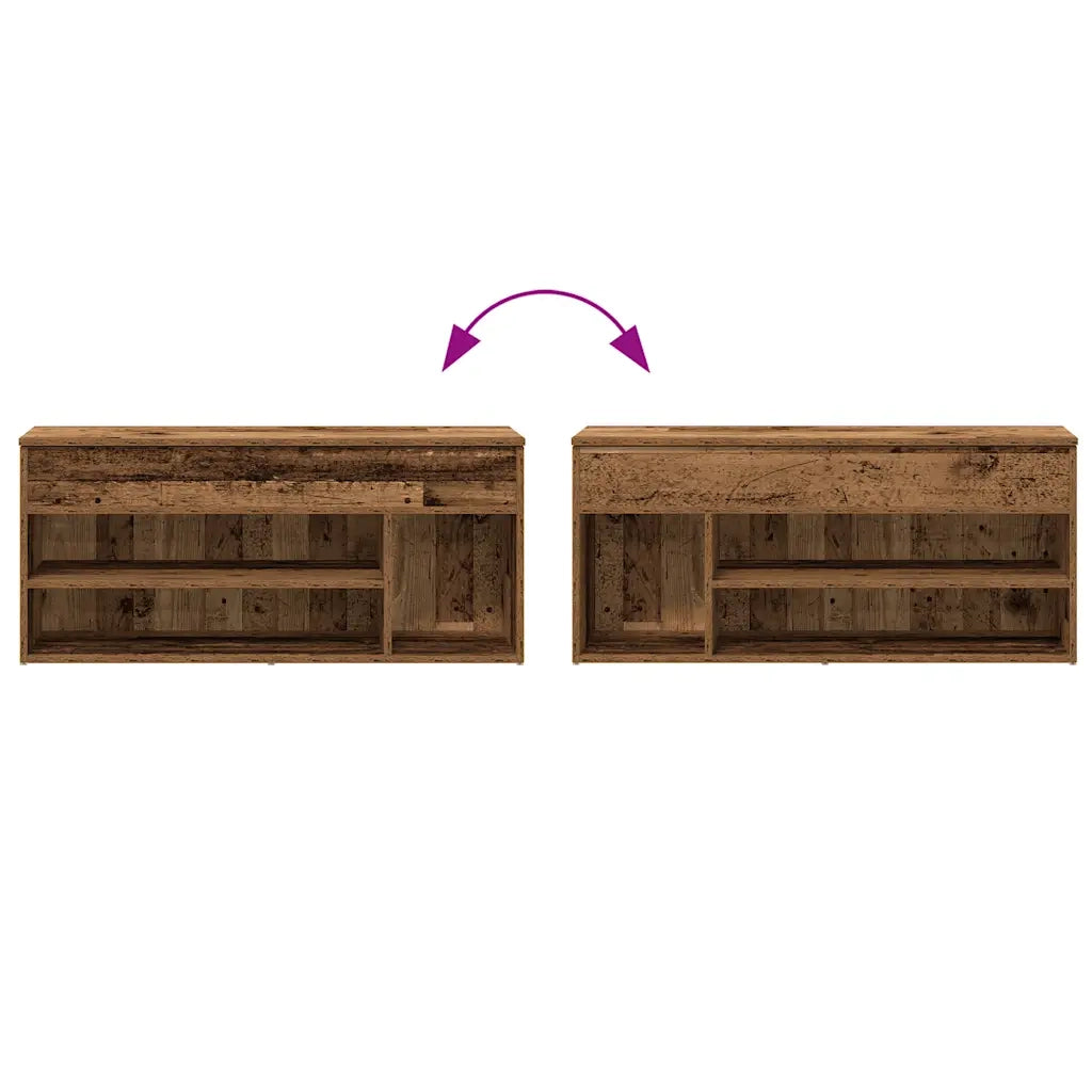 Scarpiera Legno Antico 102x30,5x45 cm in Legno Multistrato 859143