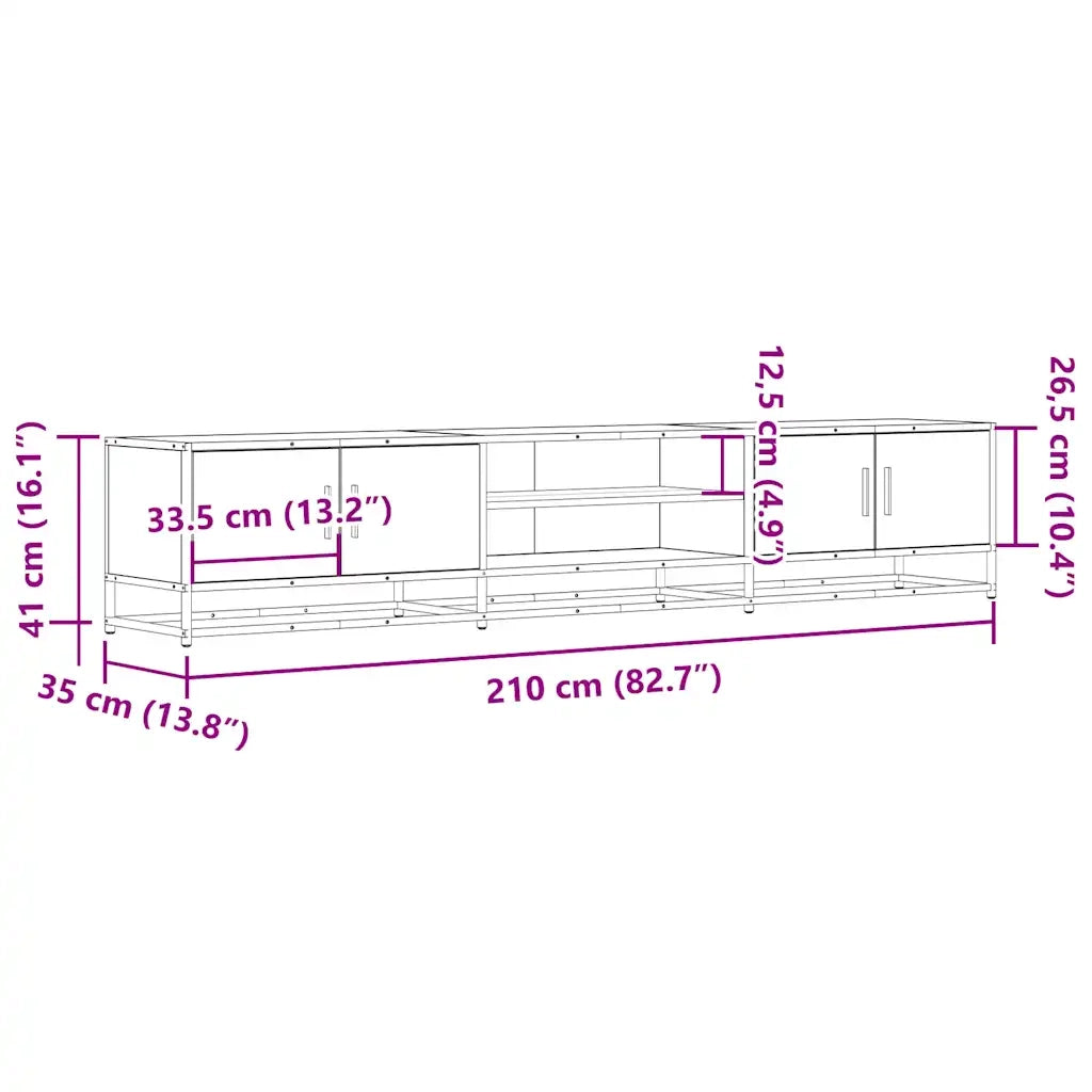 Mobile TV Rovere Fumo 210x35x41 cm in Truciolato 3300782