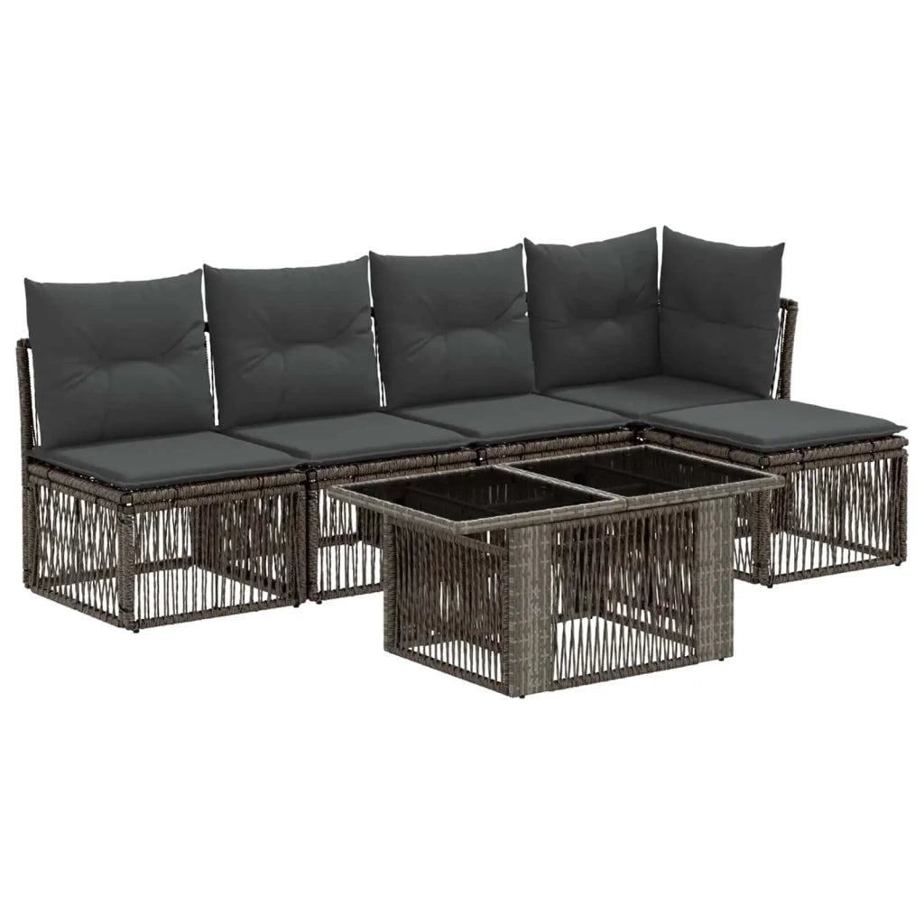 Set Divano da Giardino 6 pz Grigio polyrattan 3436454