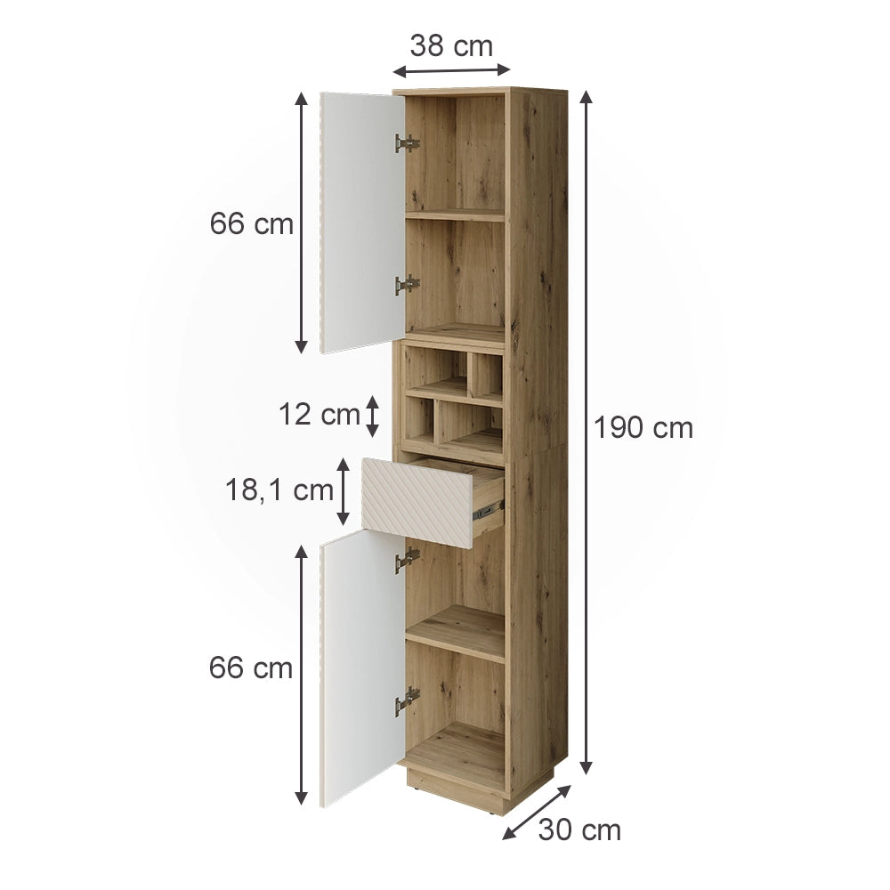 Armadio alto Beatrice Cachemire/Rovere artigianale 38 x 190 cm Vicco
