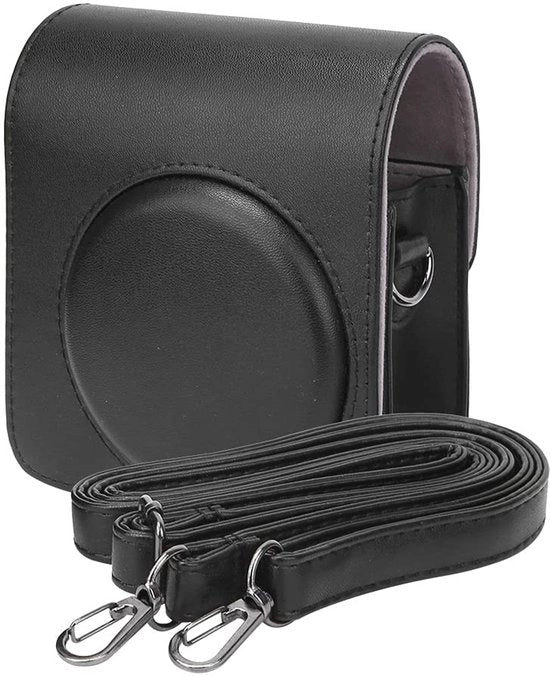 Tas per fotocamera portatile - Cinturino regolabile - Pelle PU morbida - Mini 70 - Nero .