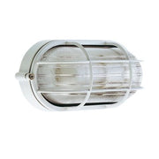 Lampada Plafoniera Ovale Grande con Gabbia Colore Bianco per Esterno Linea Industriale Sovil