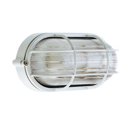 Lampada Plafoniera Ovale Grande con Gabbia Colore Bianco per Esterno Linea Industriale Sovil