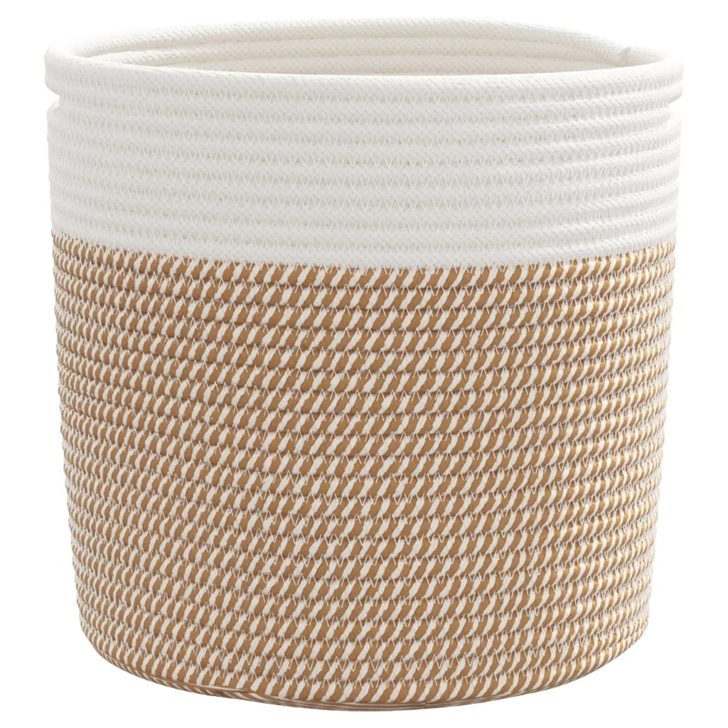 Cestini Portaoggetti 2 pz Marrone e Bianco ?28x28 cm in Cotone CFW3545771
