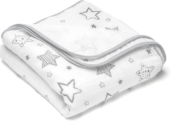 Coperta per Bambino multifunzionale - 120 x 120 cm - Bianco/Grigio - 100% Cotone Oeko-Tex