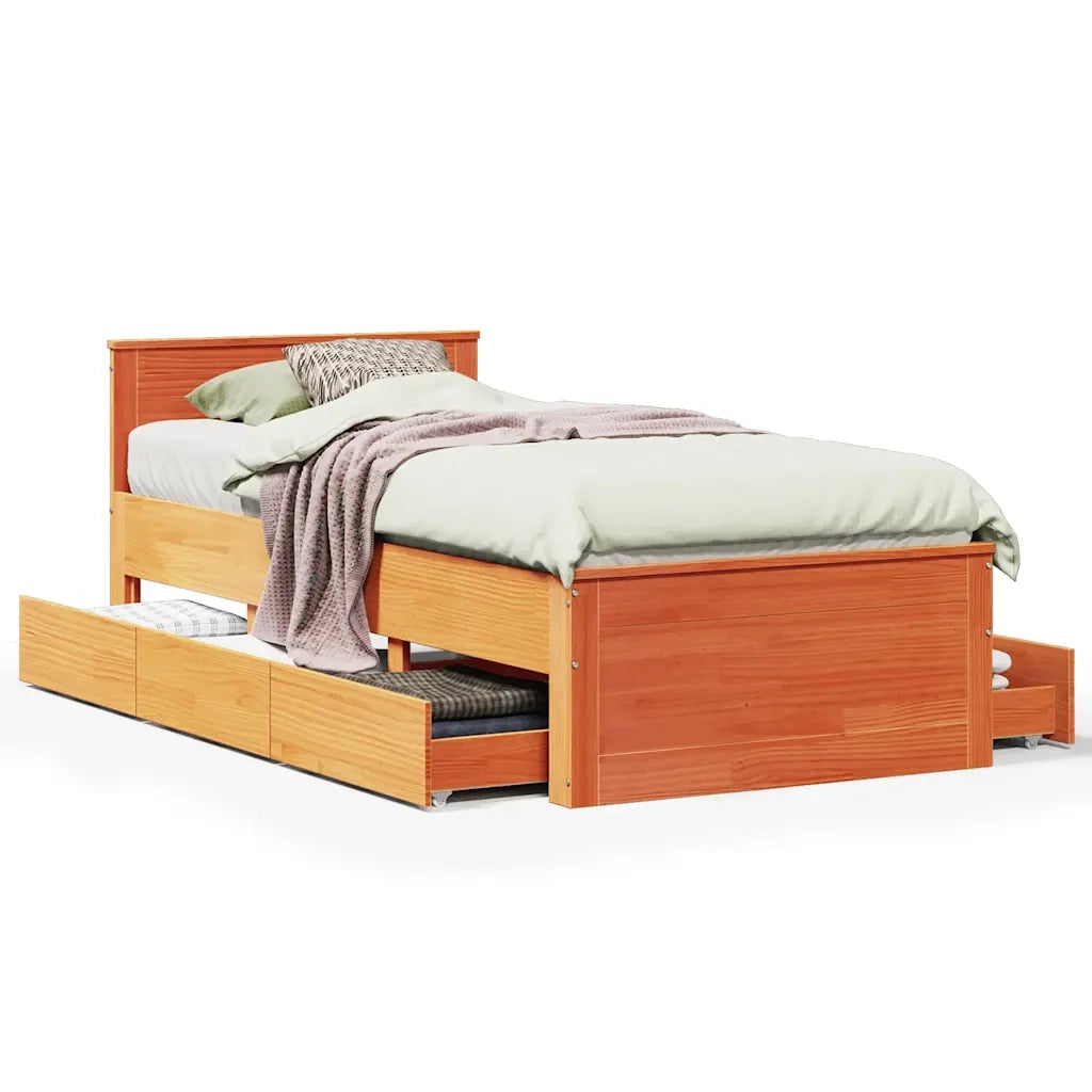 Giroletto senza Materasso con Testiera Marrone Cera 90x190 Pino 3308788