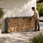Wooden Basket, Anthracite, 234x45x100 Cm, Galvanized Steel