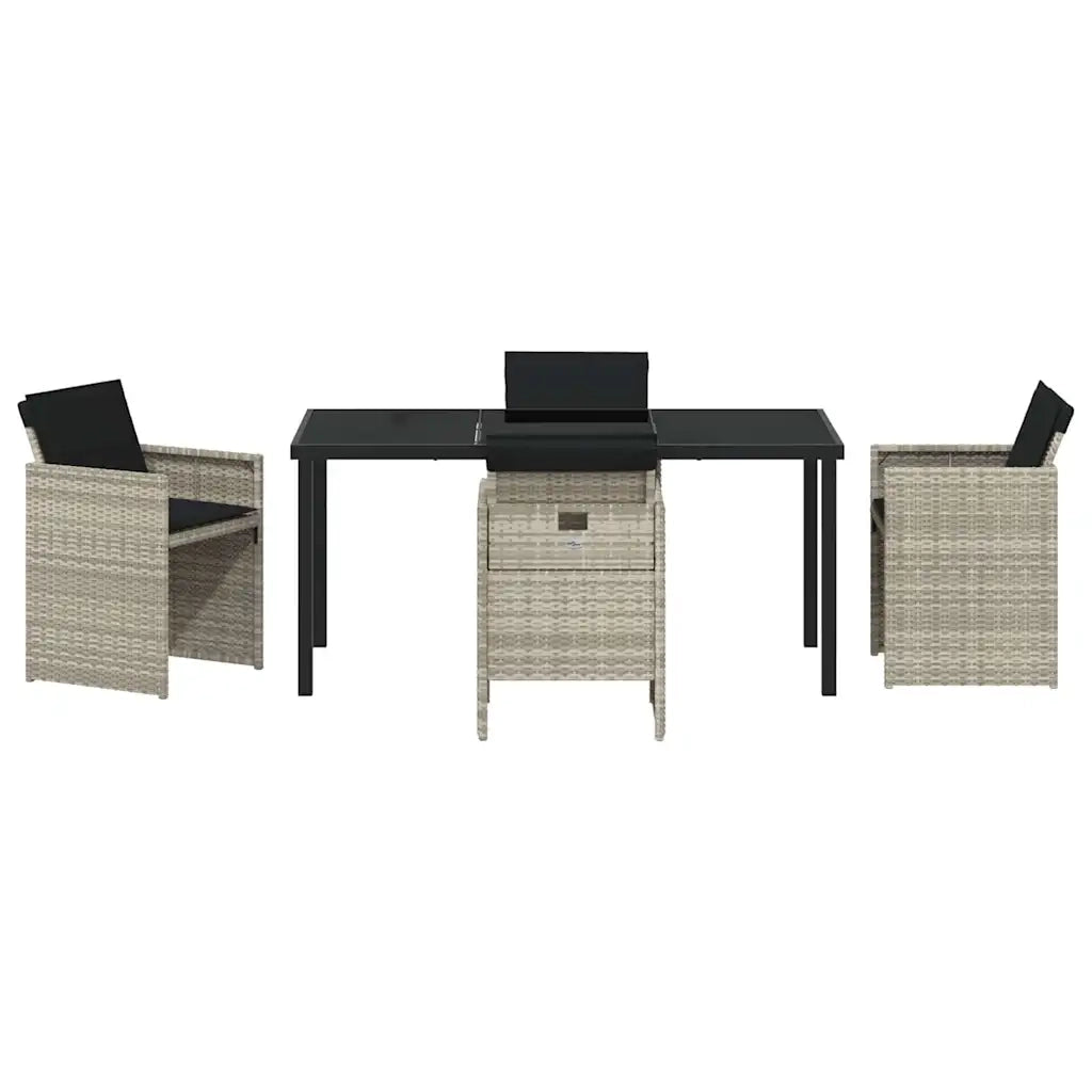 Set da Pranzo per Giardino 5 pz | Set Salotto da Giardino Grigio chiaro polyrattan
