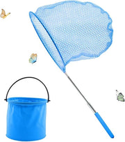 Telescopio per la raccolta di insetti e pesci per bambini - Rete per la cattura di insetti e pesci con secchio pieghevole e setaccio per l'esplorazione della natura all'aperto (blu)
