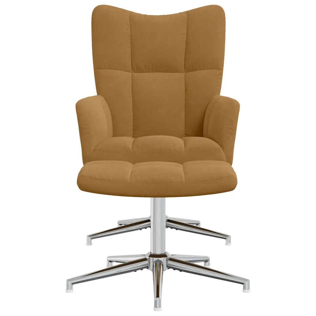 Poltrona Relax con Poggiapiedi Marrone in Velluto 328136
