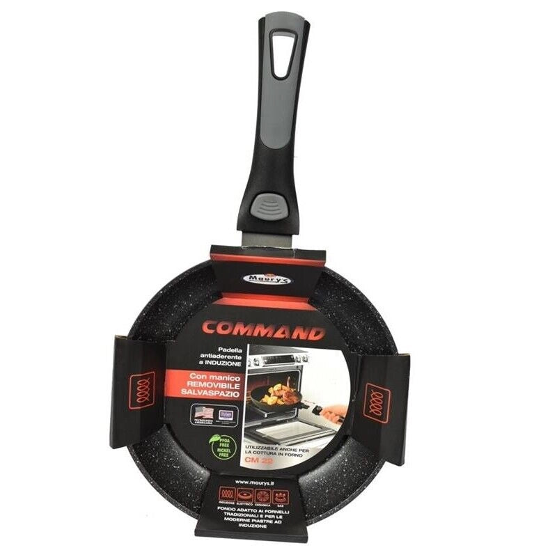 MAURY'S COMMAND PADELLA ANTIADERENTE CON MANICO RIMOVIBILE DA  22 CM
