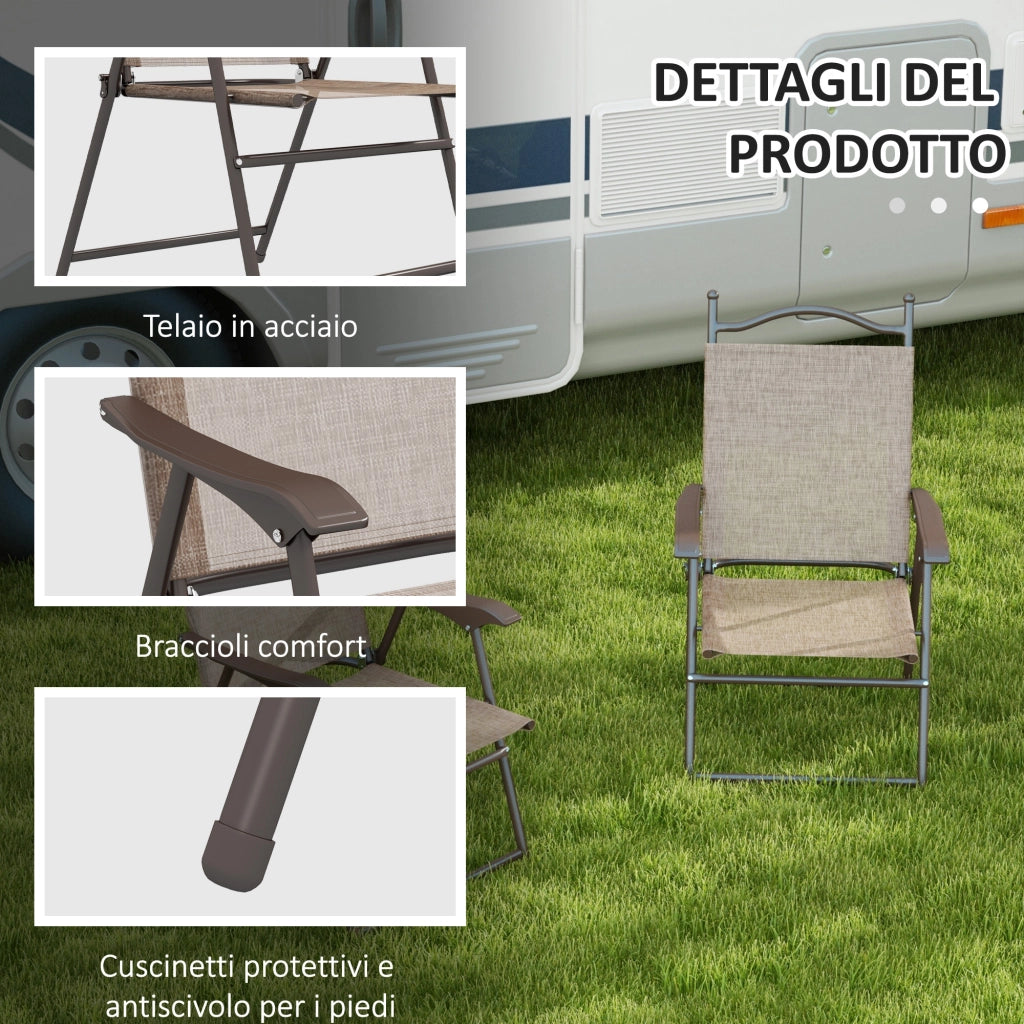 Sedie Pieghevoli da Giardino con Braccioli ¨C zephmum ¨C Tessuto Marrone