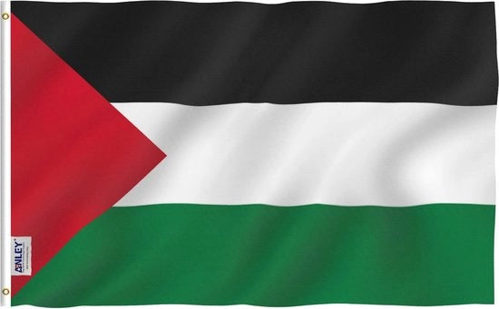 Bandiera Palestinese 3x5 Metro - Colore Vivido e Resistente ai Raggi UV - Polyester e Doppia Stoffatura con Viti in Ottone