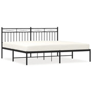 Letto matrimoniale | Letto per adulti | Giroletto con Testiera in Metallo Nero 180x200 cm