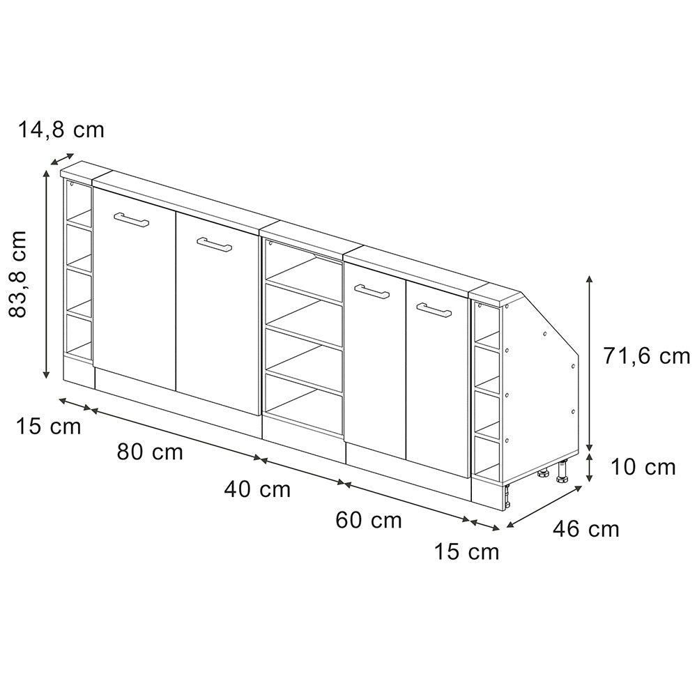 Set di mobili sottotetto Rion Antracite rustico/Bianco Set di 5 Vicco