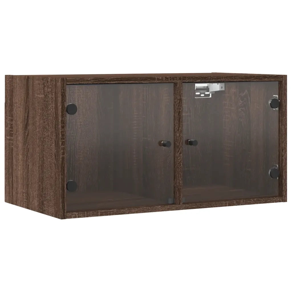 Mobili a Muro con Ante in Vetro 2pz Rovere Marrone 68,5x37x35cm