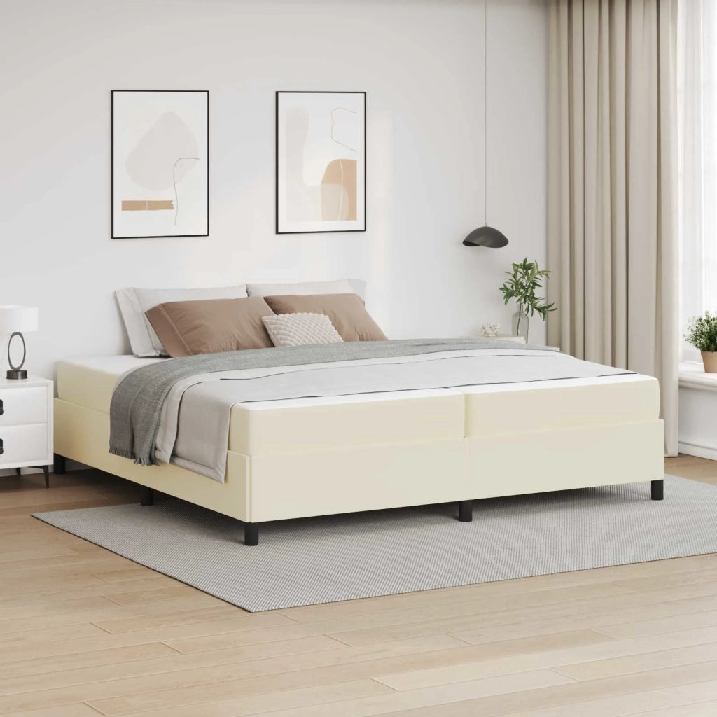 Struttura del letto con materasso Crema 200 x 200 cm Tessuto