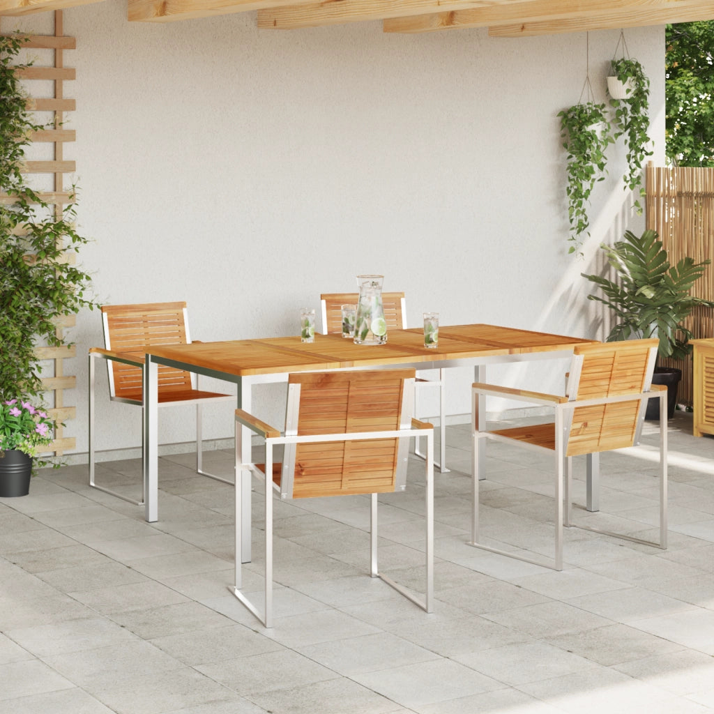 Set da Pranzo per Giardino da 5 Pezzi in Legno Massello Teak