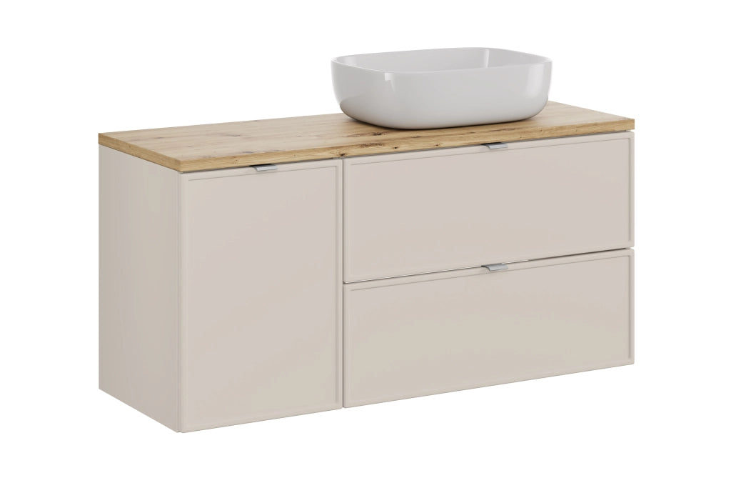 Set mobili bagno 120 cm con piano e lavabo da appoggio Smile Bella Cashmere 120 cm