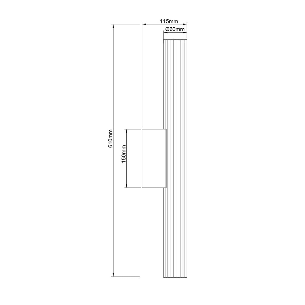 Applique Linea tubo vetro righe nera 61cm IP44 LED 12W CCT