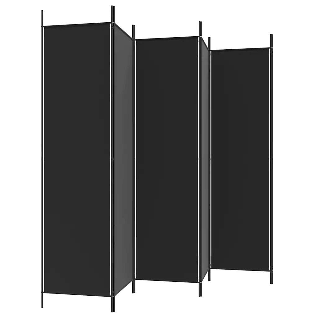 Divisorio Ambienti | Divider per stanze | Paravento a 6 Pannelli Nero 300x200 cm in Tessuto