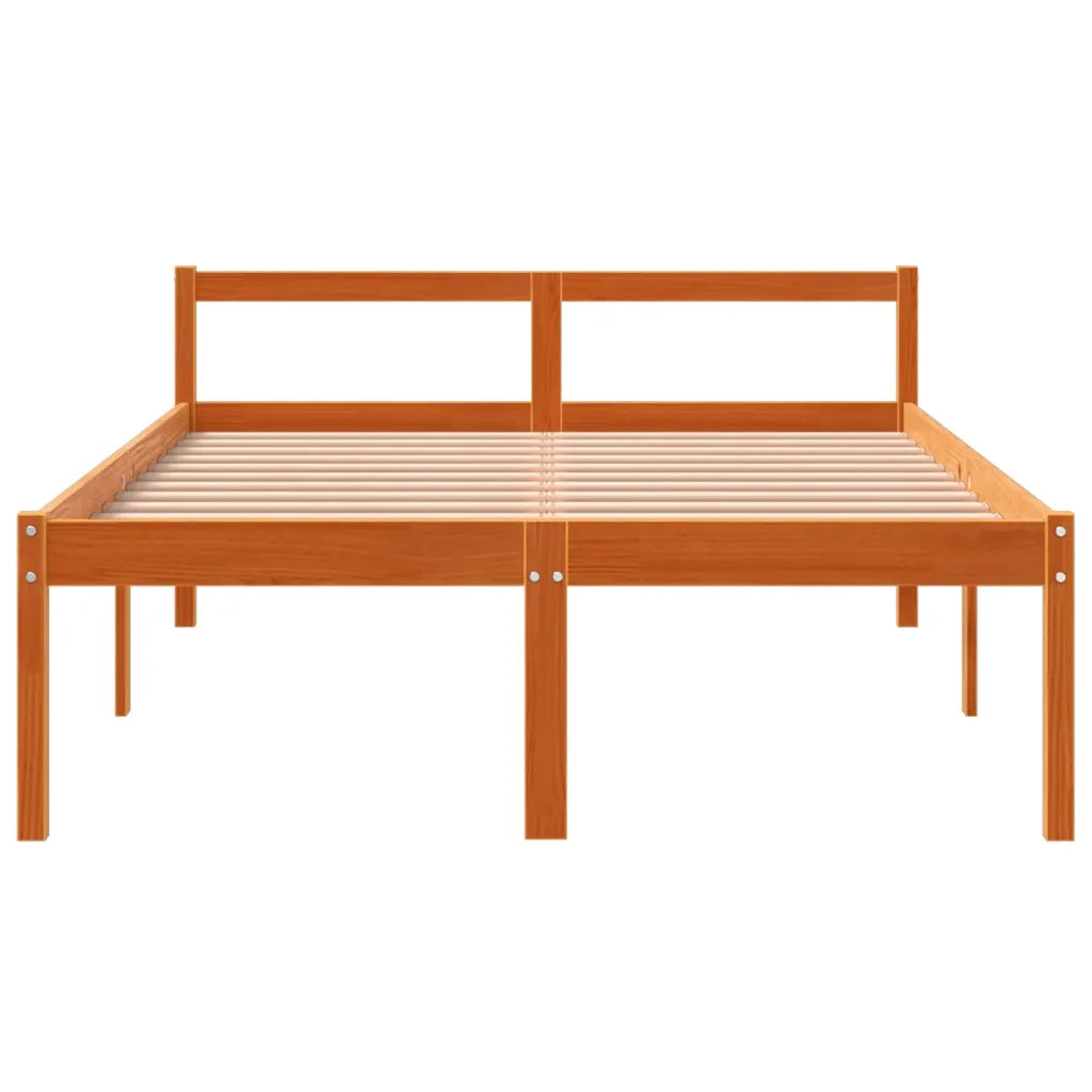 Letto per Anziani Marrone Cera 140x200cm Legno Massello di Pino 844158