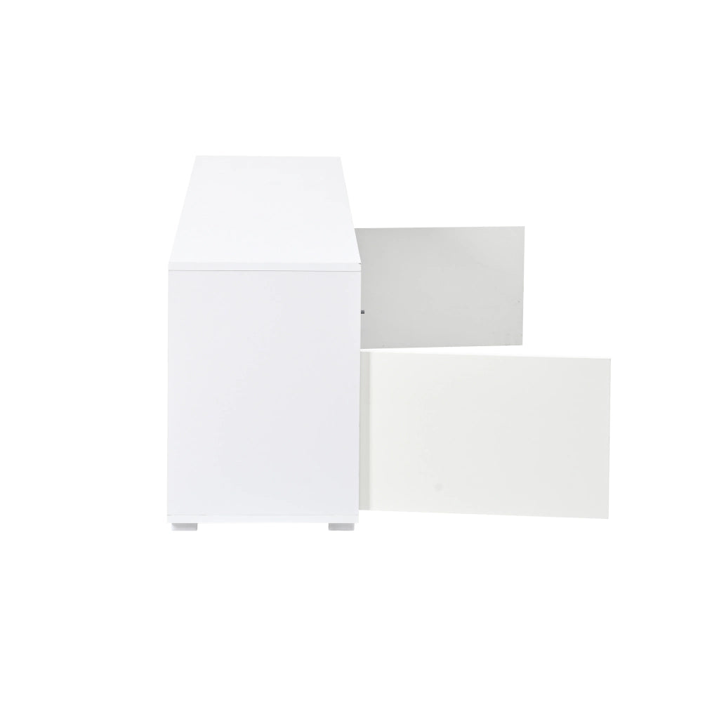 Mobile TV con LED ¨C MINIMAL ¨C Truciolato Lucido Bianco, 2 Ante, 150x35x50