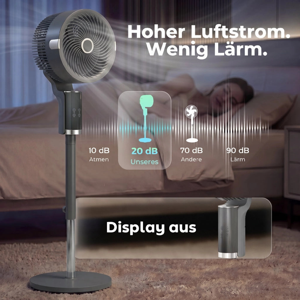 Ventilatore da pavimento con telecomando e timer ¨C zephmum ¨C Grigio 8 velocit¨¤ oscillante