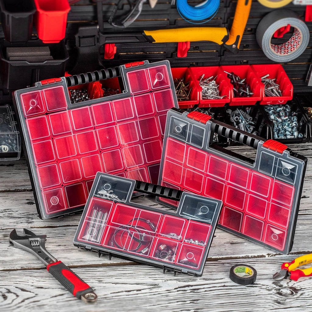 Set di 6 contenitori organizer per officina KADAX con 18 cassetti, ideali per garage.