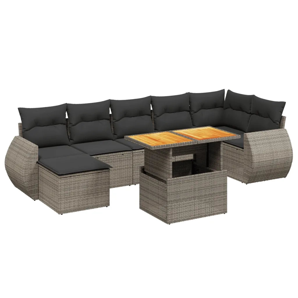 Set Divano da Giardino 8 pz con Cuscini Grigio in Polyrattan 3272306