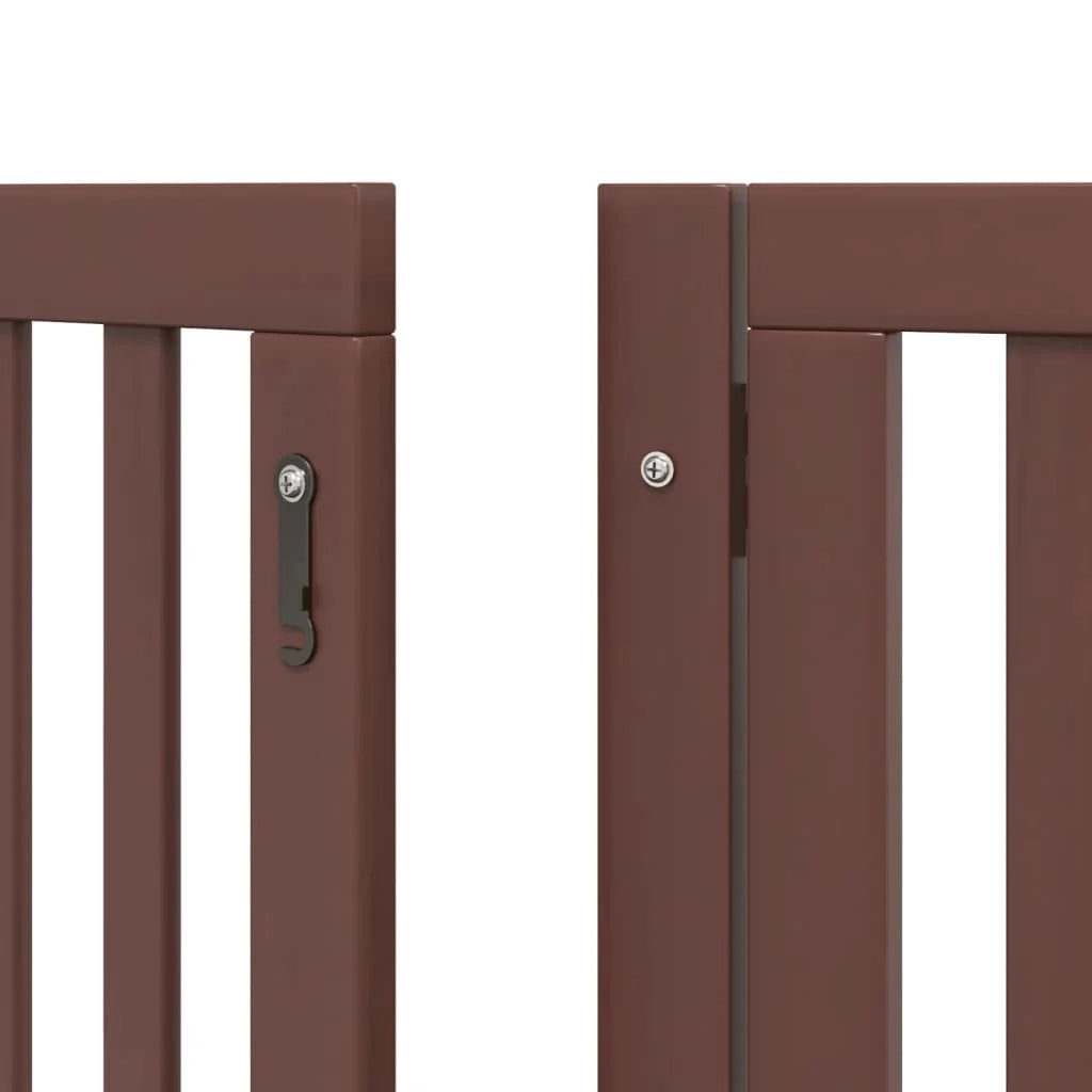 Cancelletto di sicurezza per animali domestici porta pieghevole 9 pannelli legno di pioppo marrone 02_0023275