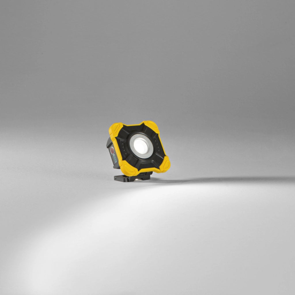 PROIETTORE PORTATILE LED BULL GIALLO E NERO 10W 1000LM 6500K DIMMERABILE CON BATTERIA 3,7V 2200mA IP54 10X10