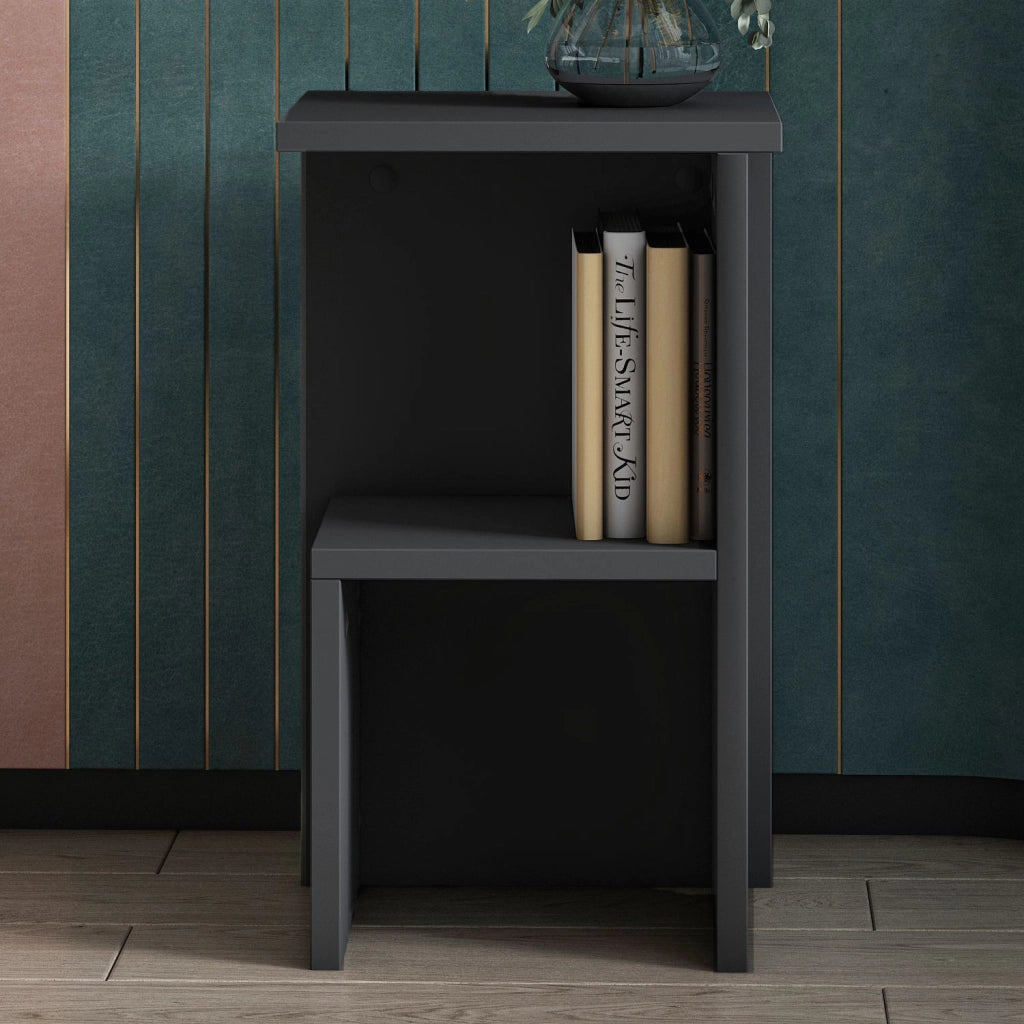 Comodino in legno "Roisin" - 30 x 30 x 50 cm - Grigio antracite