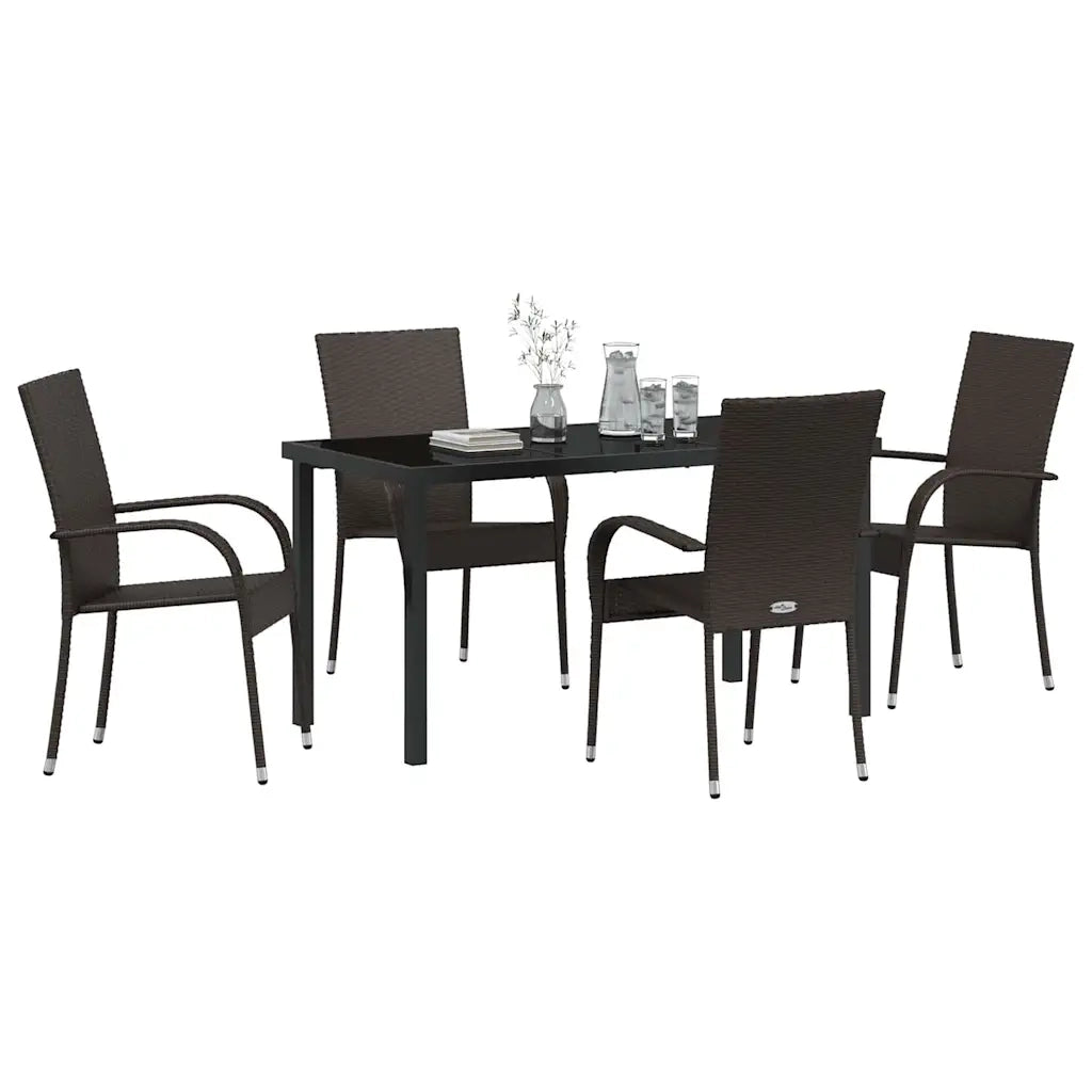 Set da Pranzo per Giardino 5 pcs Marrone 3379396