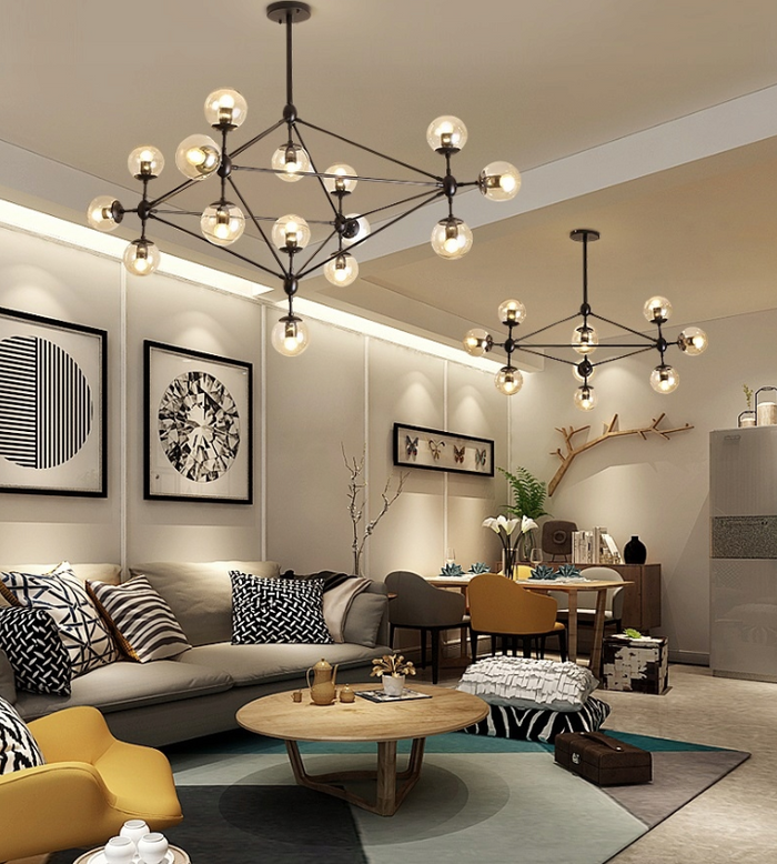 Lampada Da Sofitto Pensile Metallo Industrial Nero XXL XXL APP265-15C