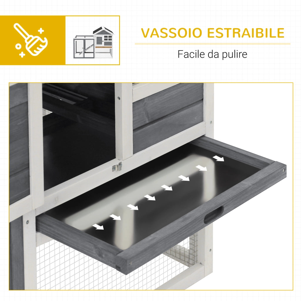 EasyComfort Gabbia per Conigli e Roditori Conigliera da Esterno in Legno Grigio