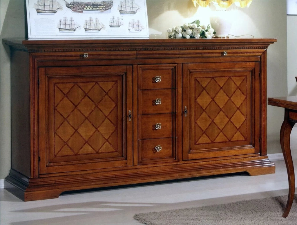 Madia credenza 2 porte in legno tinta noce l.210 p.53 h. 115 - Mobili 2G